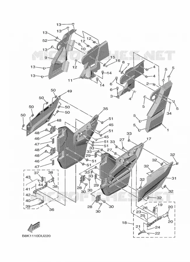 COUVERCLE LATERAL Yamaha SIDE BY SIDE 850 2020 WOLVERINE  YX85EPAL / YXE850EN