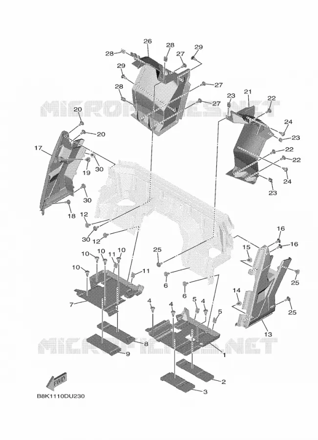 COUVERCLE LATERAL 2 Yamaha SIDE BY SIDE 850 2020 WOLVERINE  YX85EPAL / YXE850EN