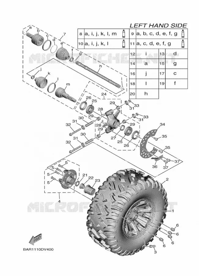 ROUE ARRIERE Yamaha SIDE BY SIDE 850 2020 WOLVERINE  YX85FPSL / YXF850ES
