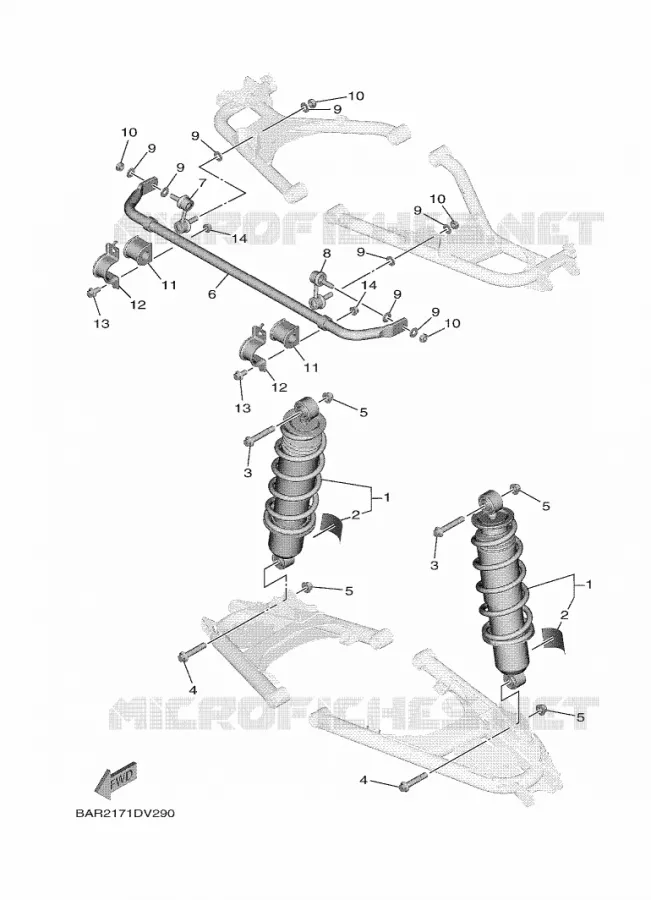 AMORTISSEUR ARRIERE Yamaha SIDE BY SIDE 850 2020 WOLVERINE  YX85FPSL / YXF850ES