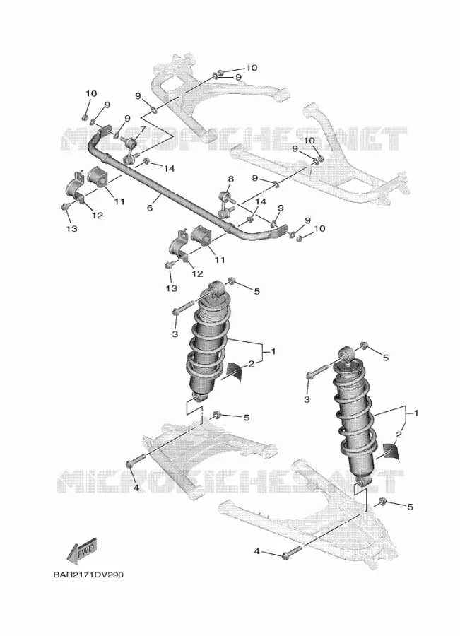 AMORTISSEUR ARRIERE Yamaha SIDE BY SIDE 850 2020 WOLVERINE  YX85FPAL / YXF850E