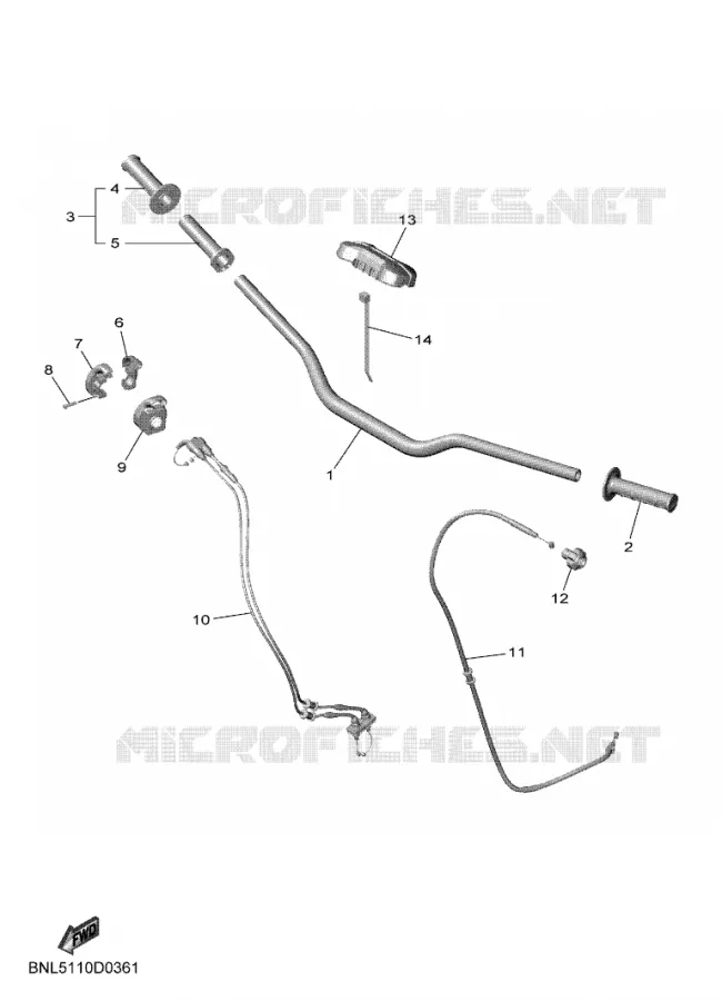 GUIDON ET CABLES Yamaha MOTO 450 2025 YZF  YZ450F