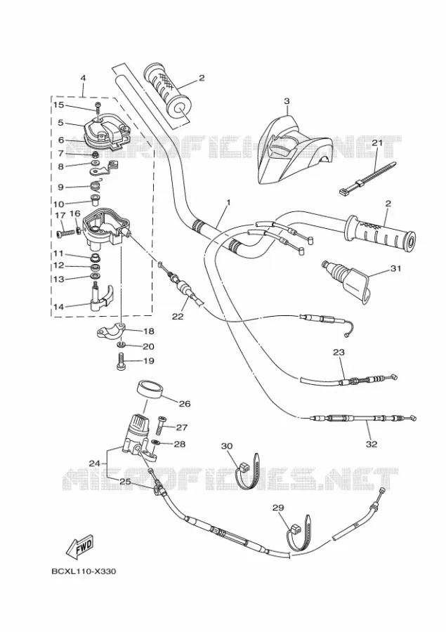 GUIDON ET CABLES Yamaha QUAD 700 2025 YFM  YFM700R