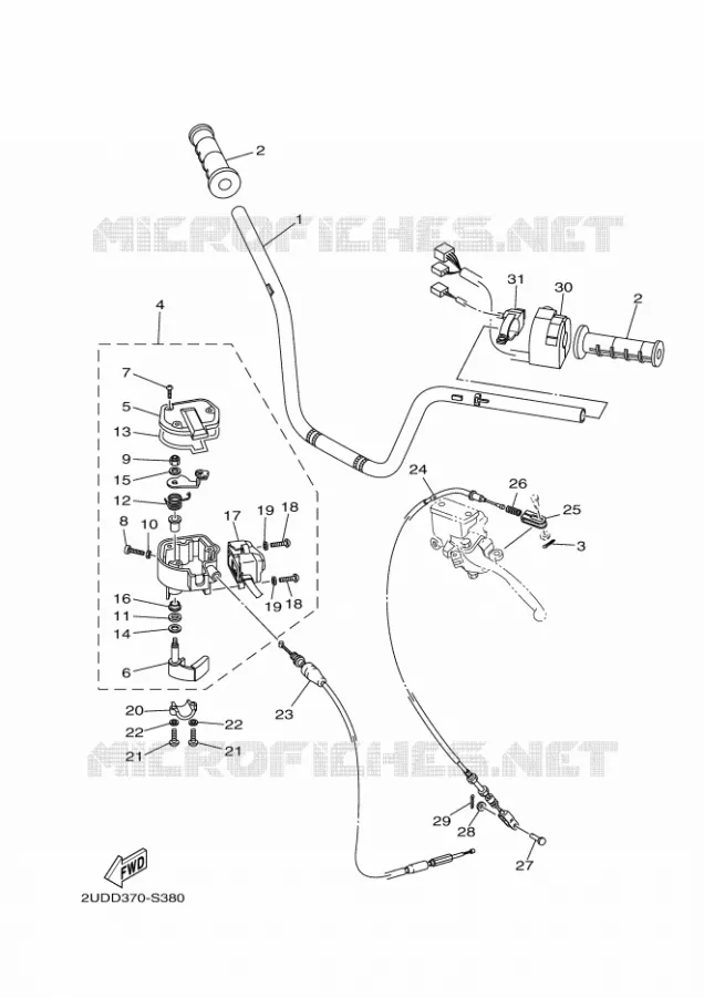GUIDON ET CABLES Yamaha QUAD 700 2025 GRIZZLY  YFM700FWAD