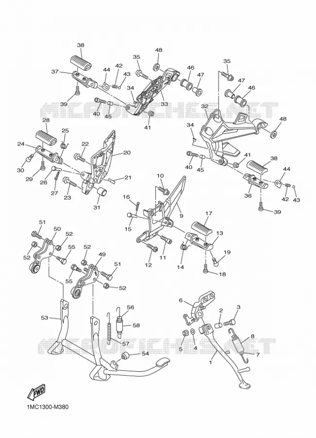 SUPPORT / REPOSE PIEDS Yamaha MOTO 1300 2025 FJR  FJR1300-AE