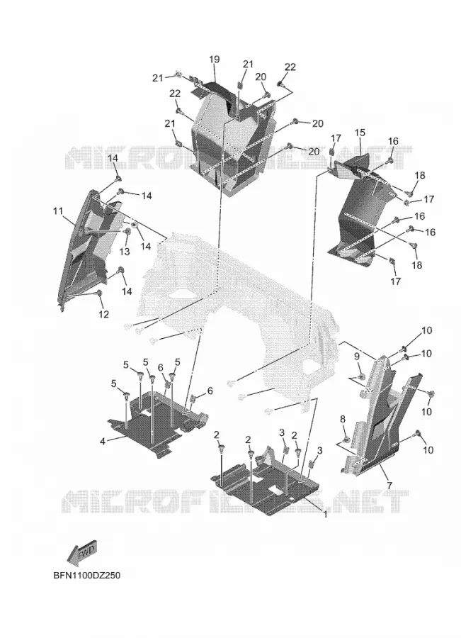 COUVERCLE LATERAL 2 Yamaha SIDE BY SIDE 1000 2025 WOLVERINE  YXE1000EN