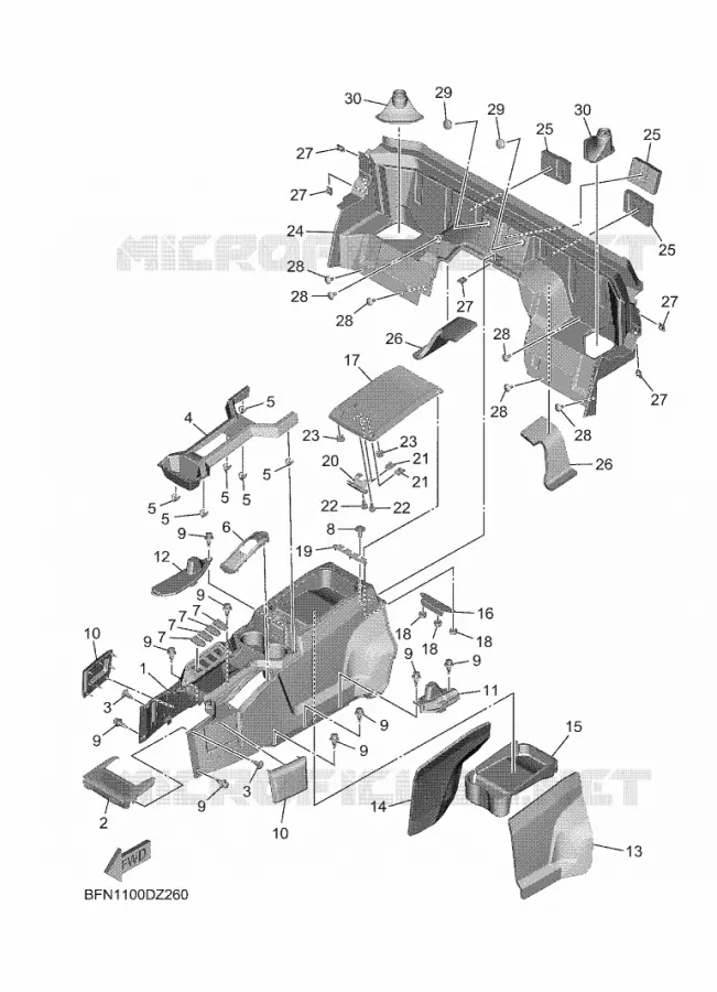 COUVERCLE LATERAL 3 Yamaha SIDE BY SIDE 1000 2025 WOLVERINE  YXE1000EN
