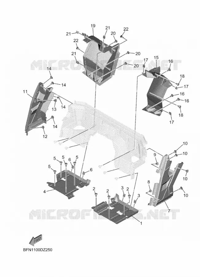 COUVERCLE LATERAL 2 Yamaha SIDE BY SIDE 1000 2025 WOLVERINE  YXE1000EN
