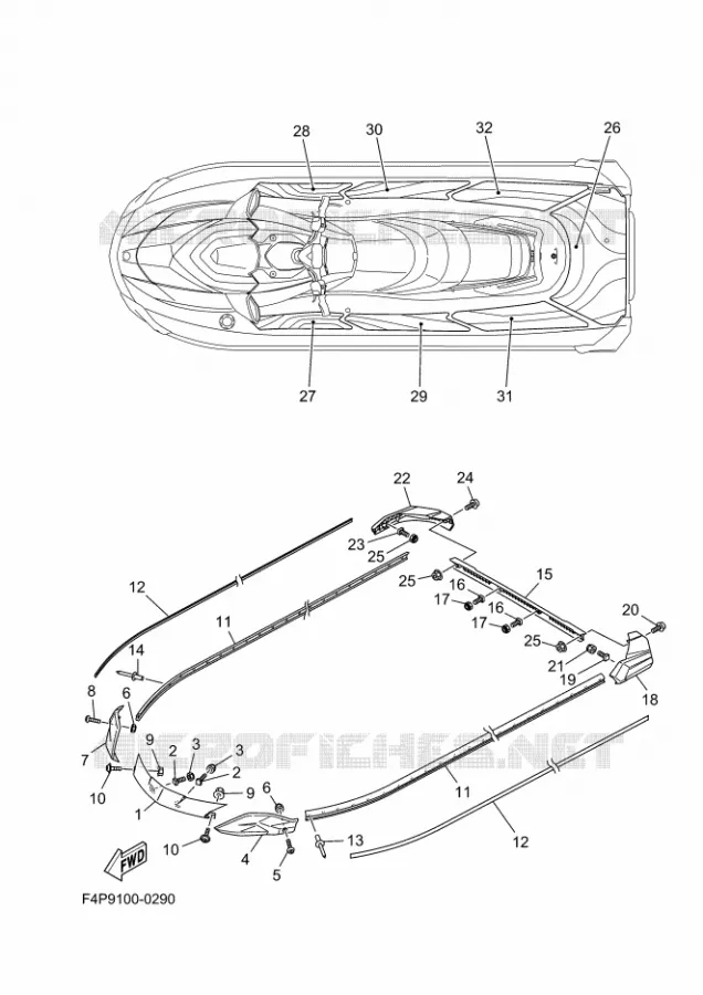 GUNWALE & MAT Yamaha WAVERUNNER 1900 2025 GP  GP1900B-B