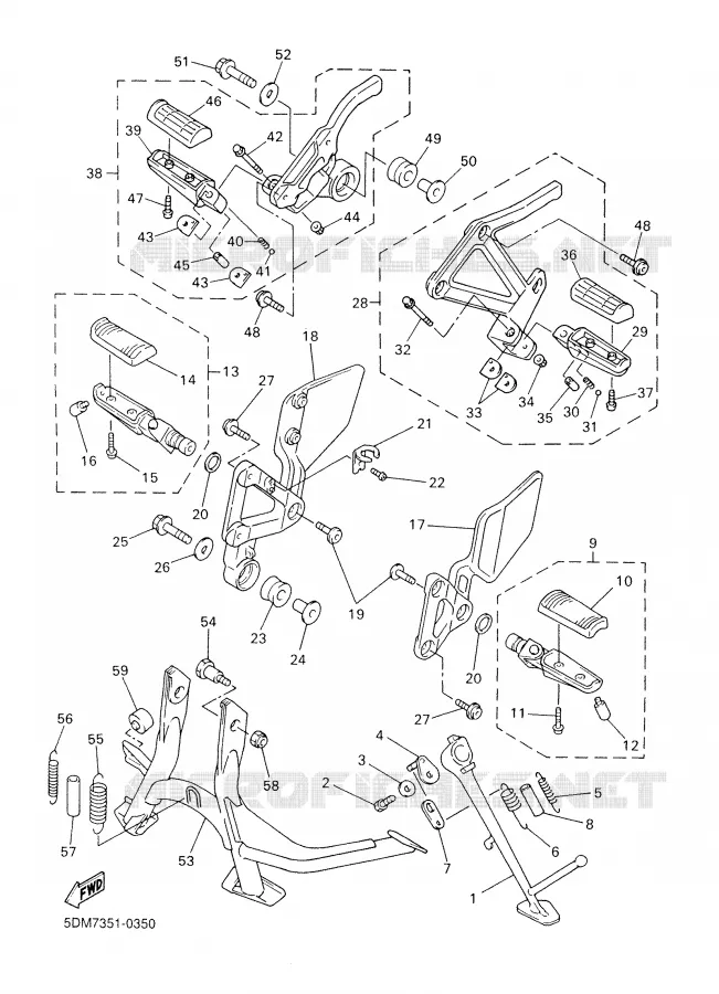 SUPPORT / REPOSE PIEDS Yamaha MOTO 600 2001 FAZER  FZS600