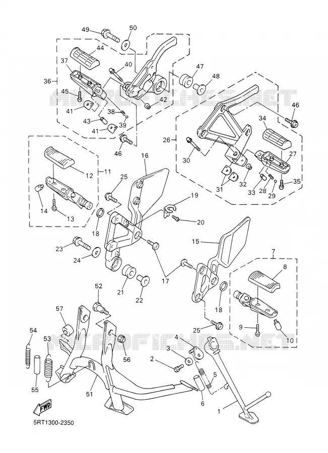 SUPPORT / REPOSE PIEDS Yamaha MOTO 600 2002 FAZER  FZS600