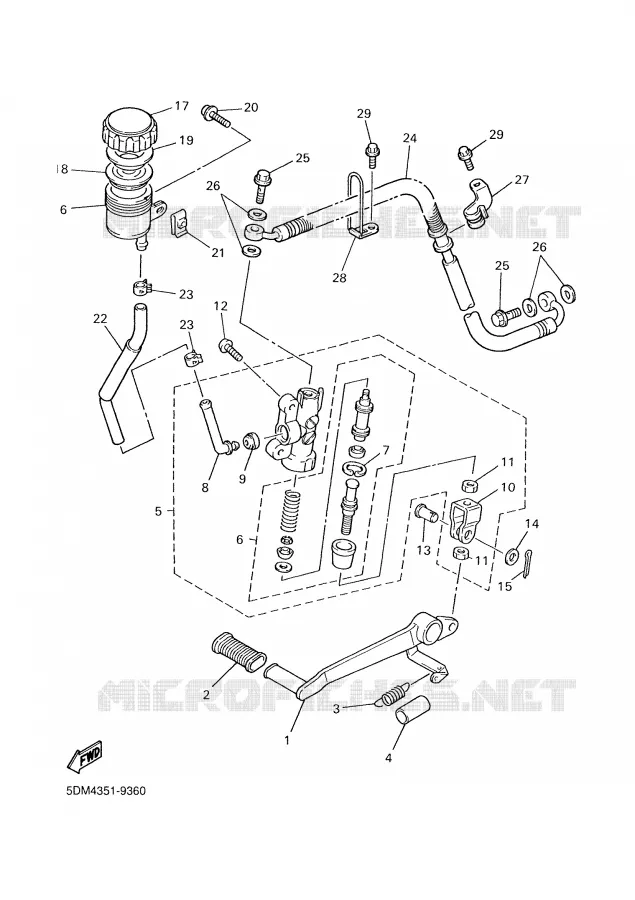 MAITRE CYLINDRE DE FREIN ARRIERE Yamaha MOTO 600 2003 FAZER  FZS600
