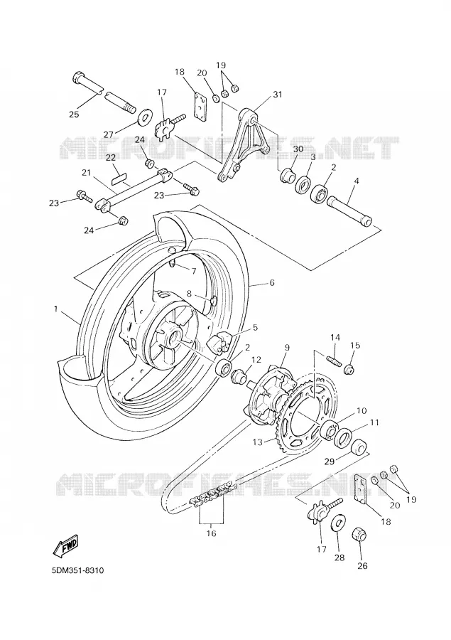 ROUE ARRIERE Yamaha MOTO 600 2003 FAZER  FZS600