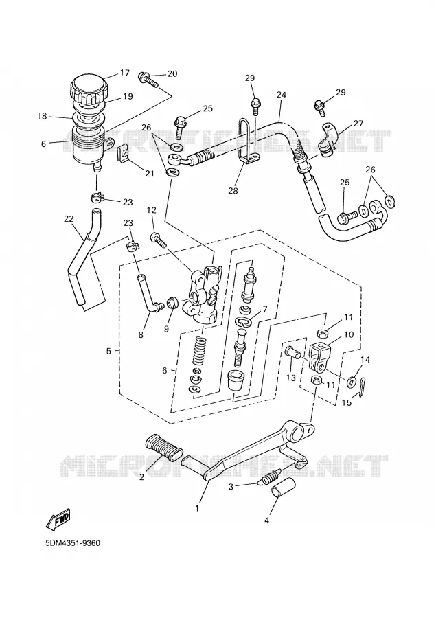 MAITRE CYLINDRE DE FREIN ARRIERE Yamaha MOTO 600 2001 FAZER  FZS600N