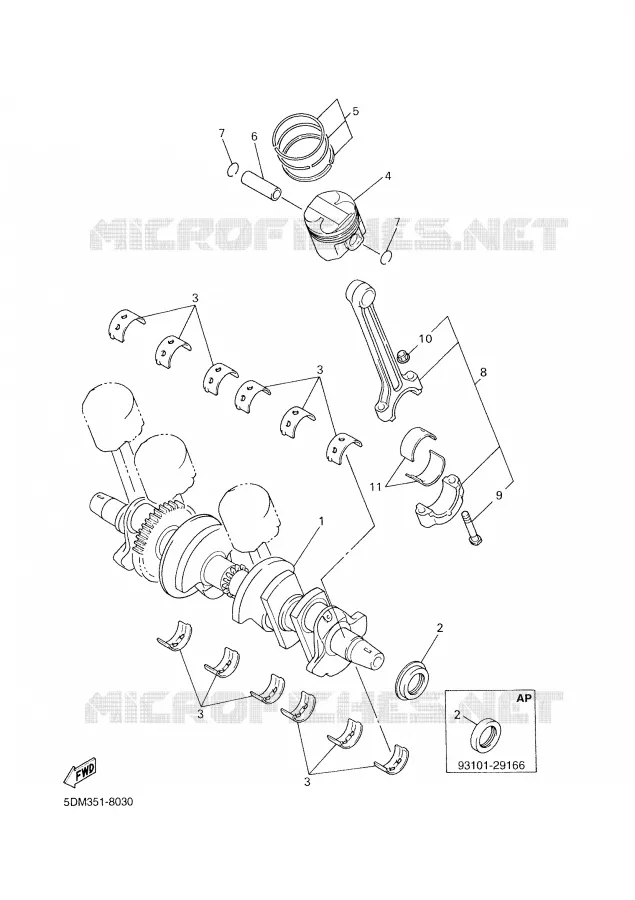 VILEBREQUIN / PISTON Yamaha MOTO 600 2003 FAZER  FZS600R