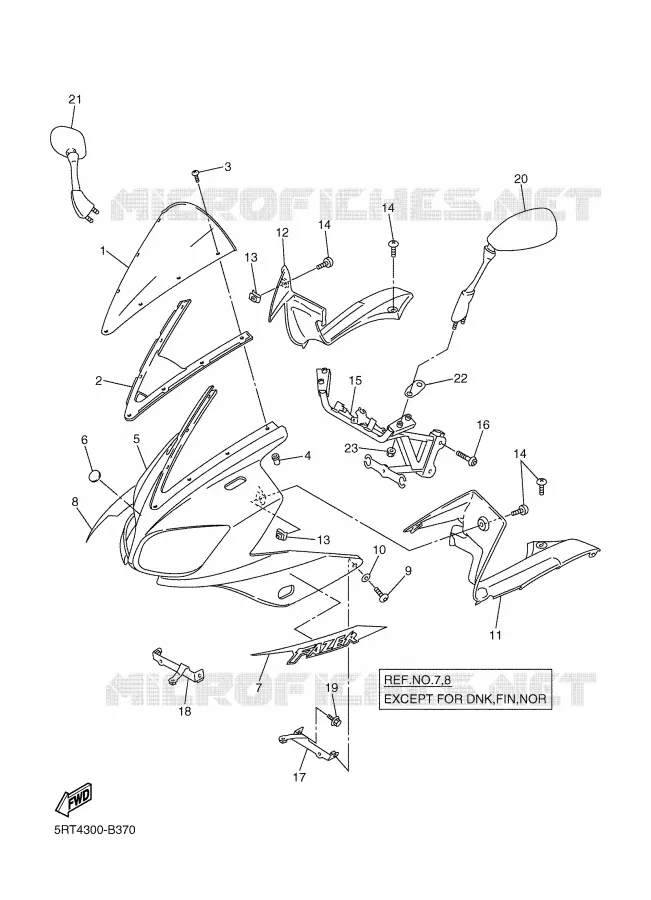 CARENAGES 1  Yamaha MOTO 600 2003 FAZER  FZS600R