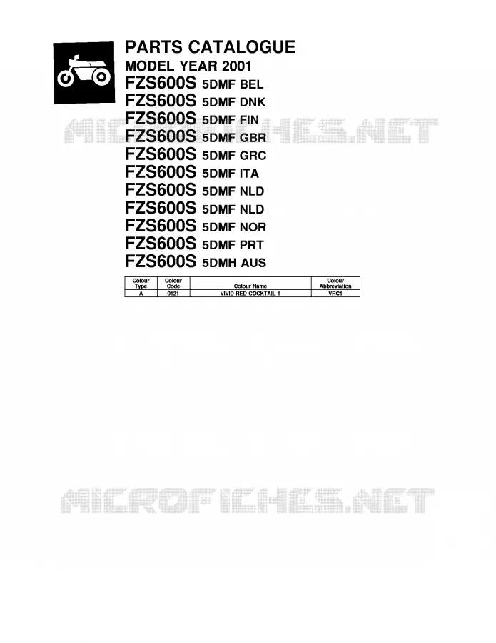 * CATALOG PREFACE * Yamaha MOTO 600 2001 FAZER  FZS600S