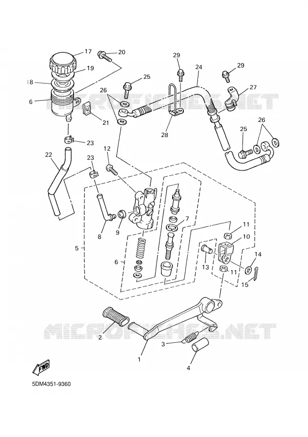 MAITRE CYLINDRE DE FREIN ARRIERE Yamaha MOTO 600 2000 FAZER  FZS600SP
