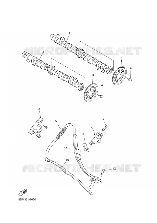 ARBRE A CAMES / CHAINE DE DISTRIBUTION Yamaha MOTO 600 2000 FAZER  FZS600SP