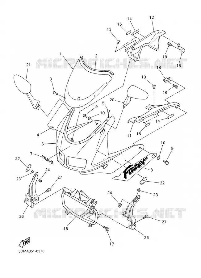 CARENAGES 1  Yamaha MOTO 600 2000 FAZER  FZS600SP