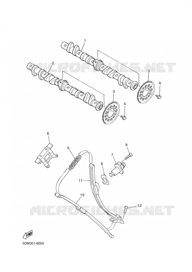 ARBRE A CAMES / CHAINE DE DISTRIBUTION Yamaha MOTO 600 2000 FAZER  FZS600SP