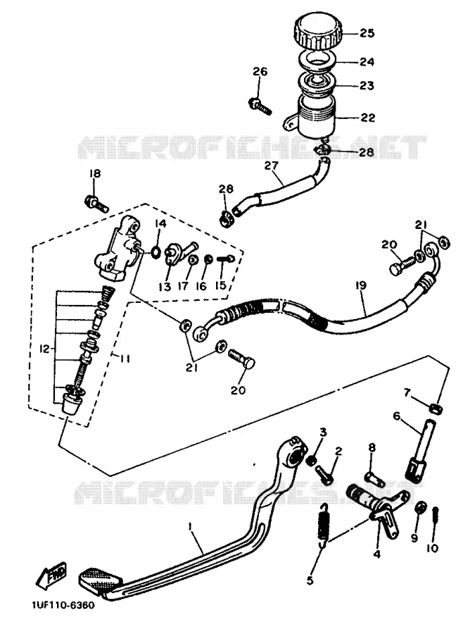 MAITRE CYLINDRE DE FREIN ARRIERE Yamaha MOTO 750 1987 FZX  FZX750