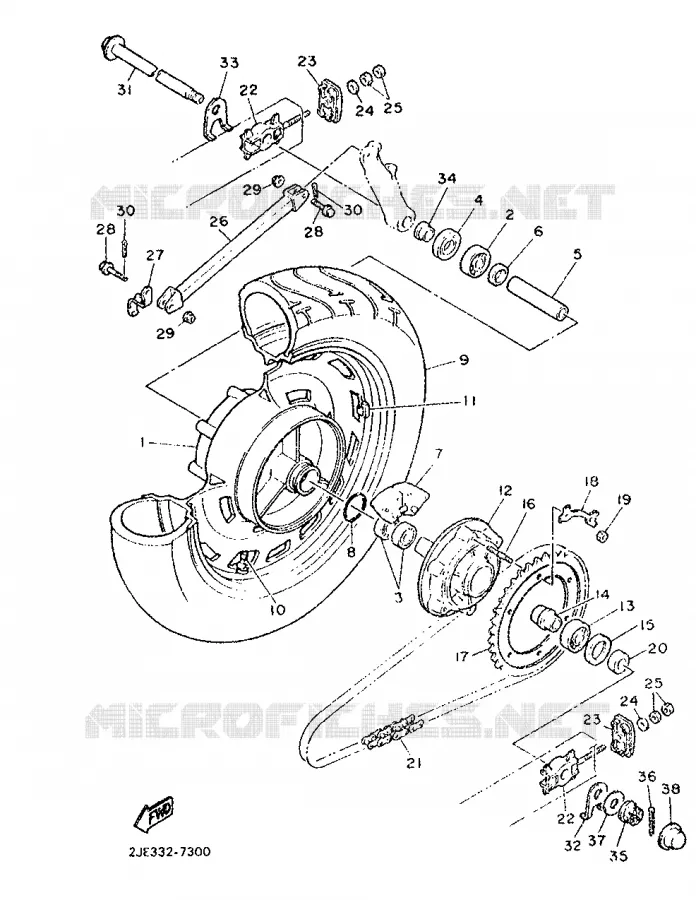 ROUE ARRIERE Yamaha MOTO 750 1987 FZX  FZX750