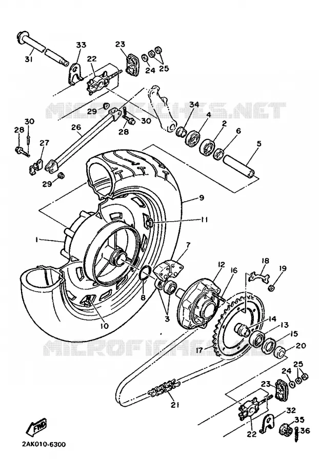 ROUE ARRIERE Yamaha MOTO 750 1988 FZX  FZX750
