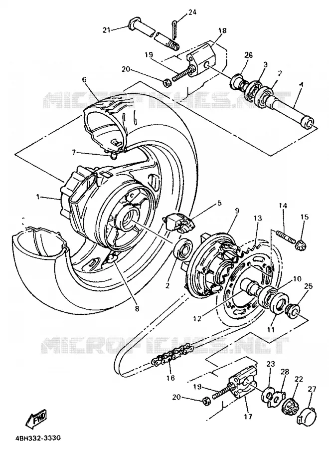ROUE ARRIERE Yamaha MOTO 1000 1993 GTS  GTS1000