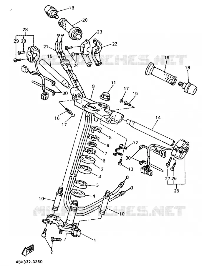 GUIDON ET CABLES Yamaha MOTO 1000 1994 GTS  GTS1000