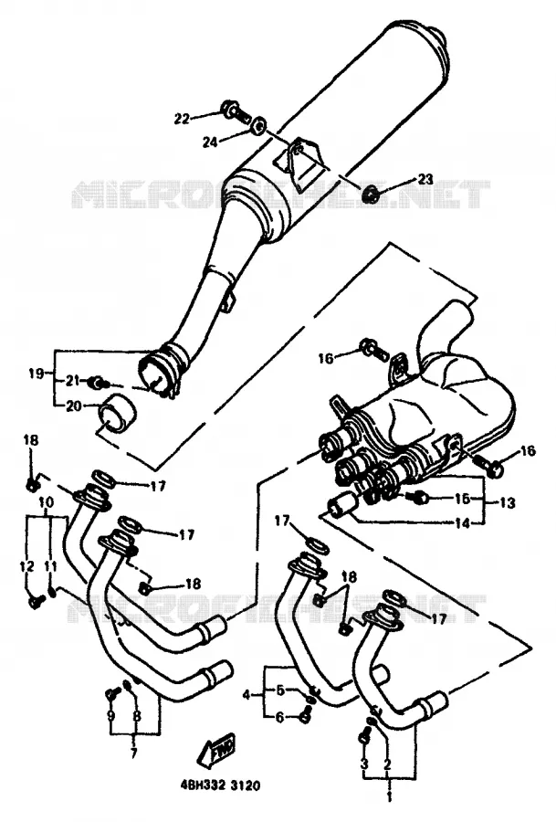 ECHAPPEMENT Yamaha MOTO 1000 1994 GTS ABS  GTS1000A