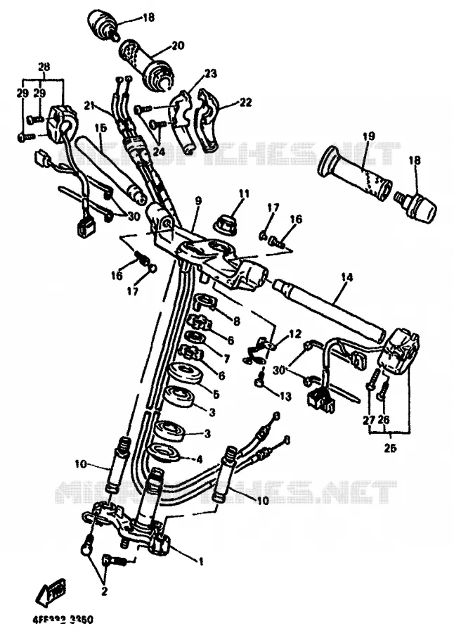GUIDON ET CABLES Yamaha MOTO 1000 1994 GTS ABS  GTS1000A
