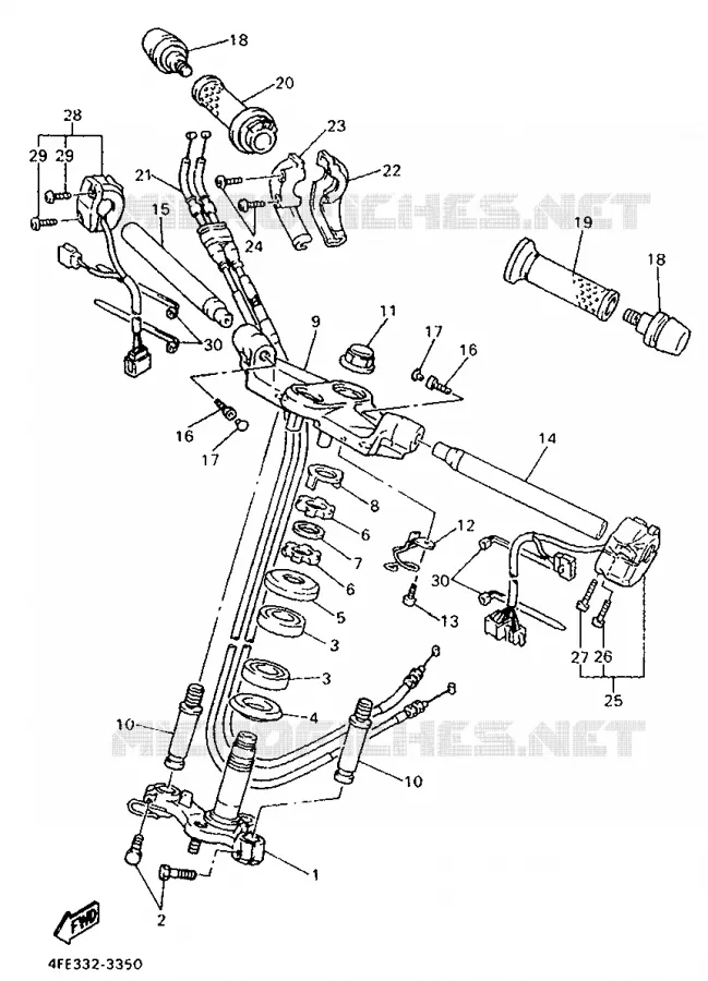 GUIDON ET CABLES Yamaha MOTO 1000 1998 GTS ABS  GTS1000A