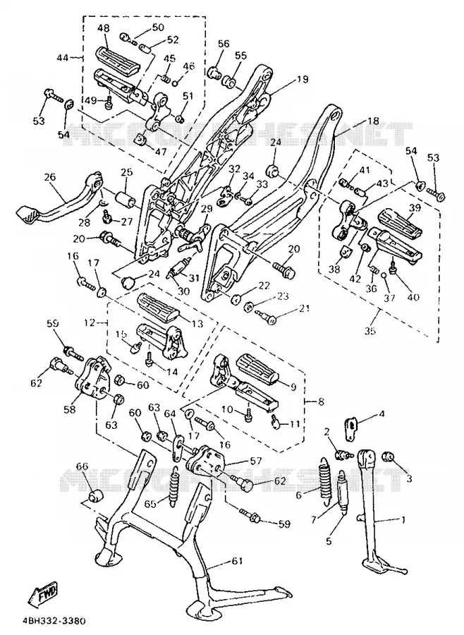 SUPPORT / REPOSE PIEDS Yamaha MOTO 1000 1998 GTS ABS  GTS1000A