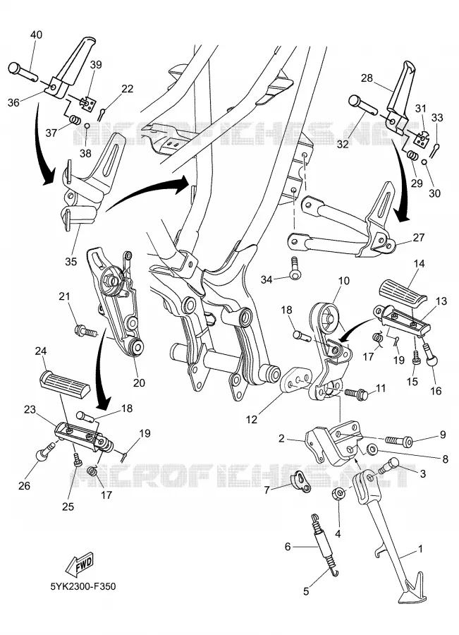 BEQUILLE / REPOSE PIEDS Yamaha MOTO 660 2008 MT03  MT03