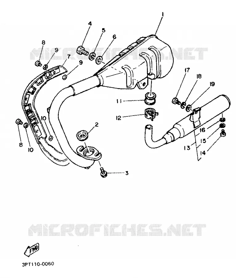 ECHAPPEMENT Yamaha MOTO 50 1991 PW  PW50