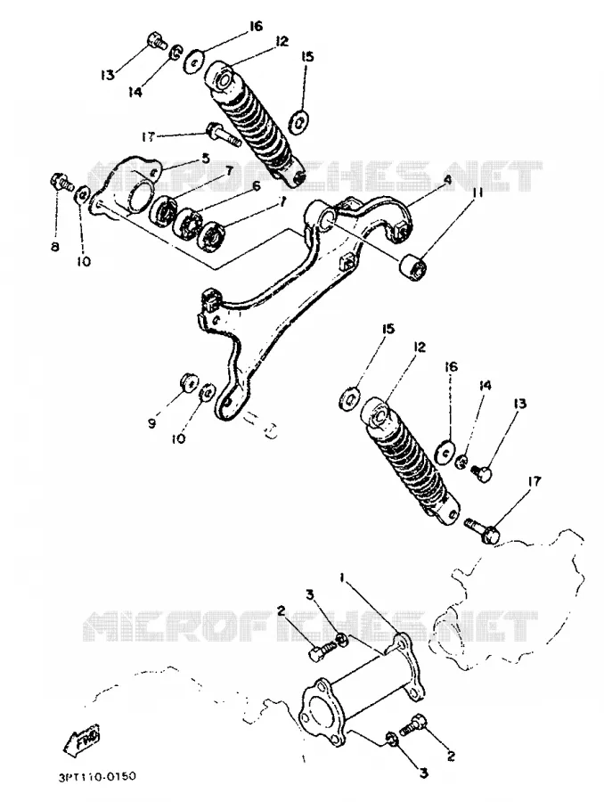 BRAS OSCILLANT / AMORTISSEUR Yamaha MOTO 50 1994 PW  PW50