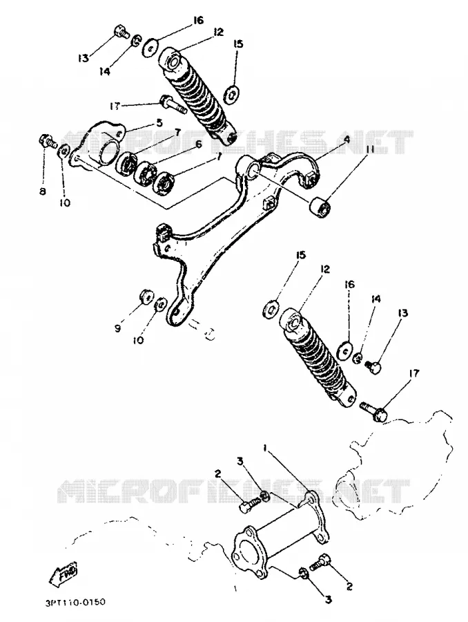 BRAS OSCILLANT / AMORTISSEUR Yamaha MOTO 50 1994 PW  PW50