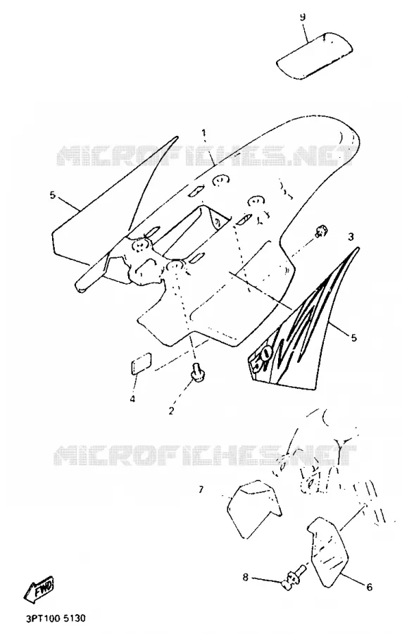 CACHE LATERAL - RESERVOIR D'HUILE Yamaha MOTO 50 1995 PW  PW50