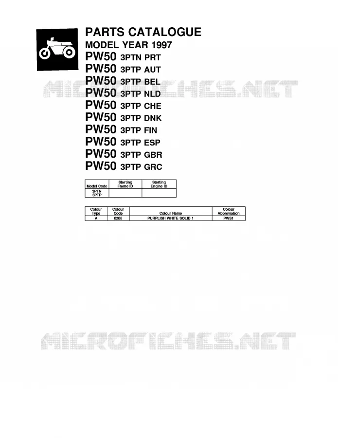 * CATALOG PREFACE * Yamaha MOTO 50 1997 PW  PW50