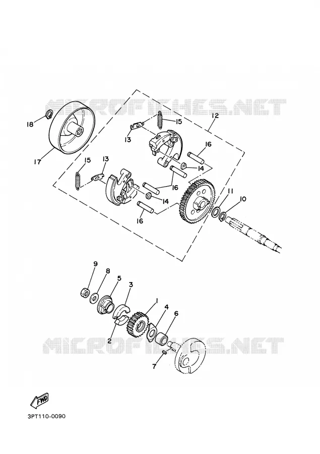 EMBRAYAGE DE DEMARREUR Yamaha MOTO 50 2000 PW  PW50