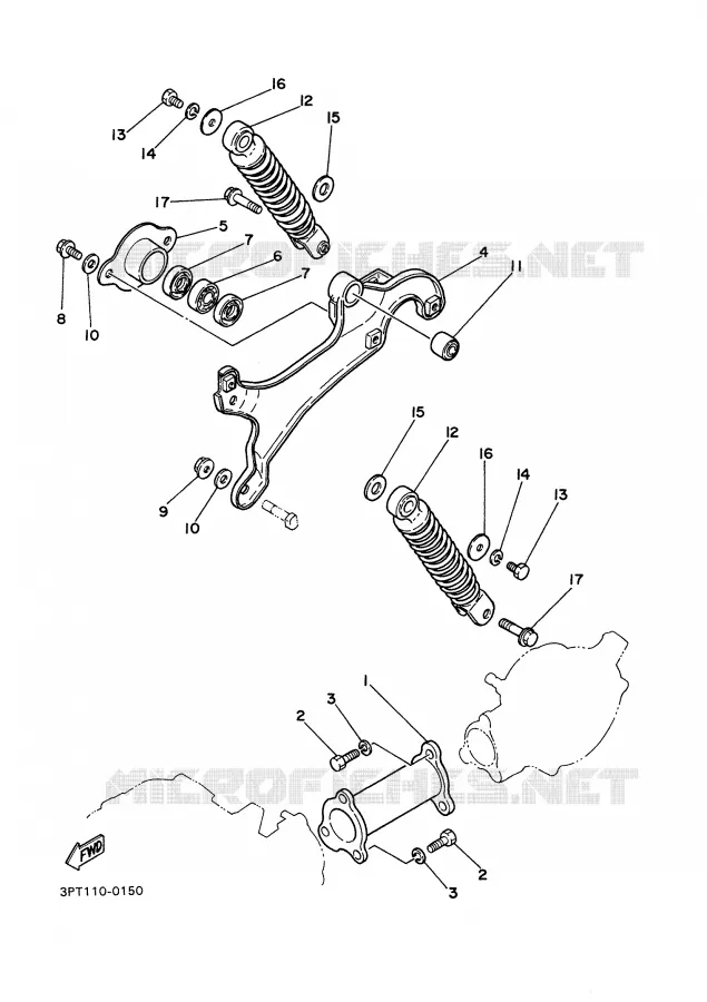 BRAS OSCILLANT / AMORTISSEUR Yamaha MOTO 50 2003 PW  PW50