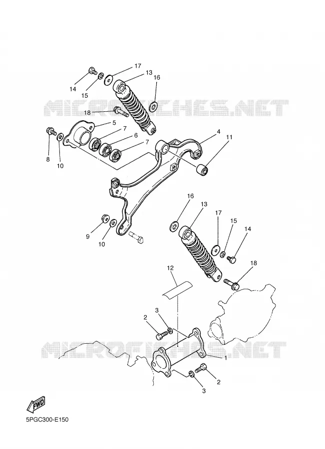 BRAS OSCILLANT / AMORTISSEUR Yamaha MOTO 50 2006 PW  PW50