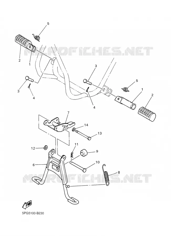 BEQUILLE / REPOSE PIEDS Yamaha MOTO 50 2008 PW  PW50