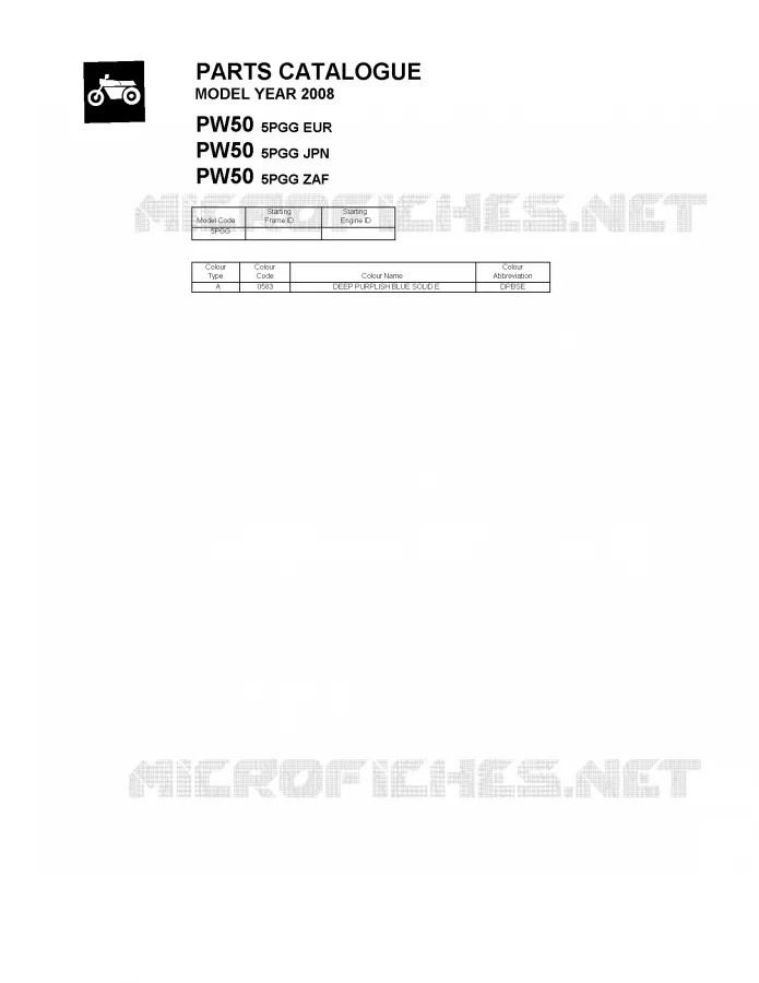 * CATALOG PREFACE * Yamaha MOTO 50 2008 PW  PW50