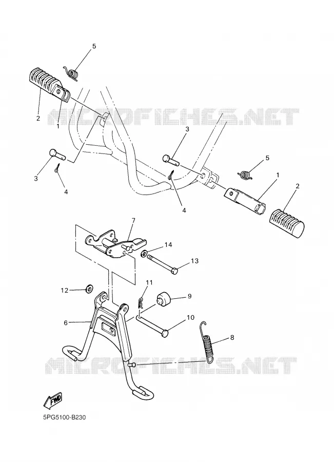 BEQUILLE / REPOSE PIEDS Yamaha MOTO 50 2008 PW  PW50