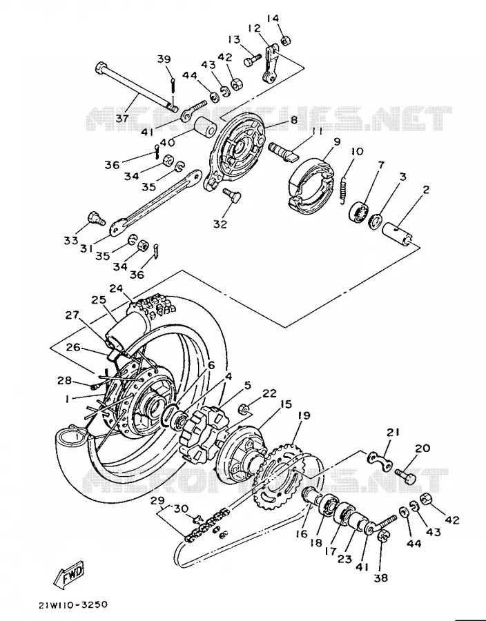 ROUE ARRIERE Yamaha MOTO 80 1986 PW  PW80