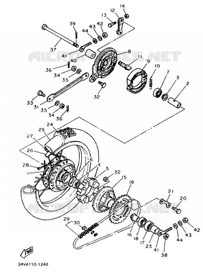 ROUE ARRIERE Yamaha MOTO 80 1994 PW  PW80