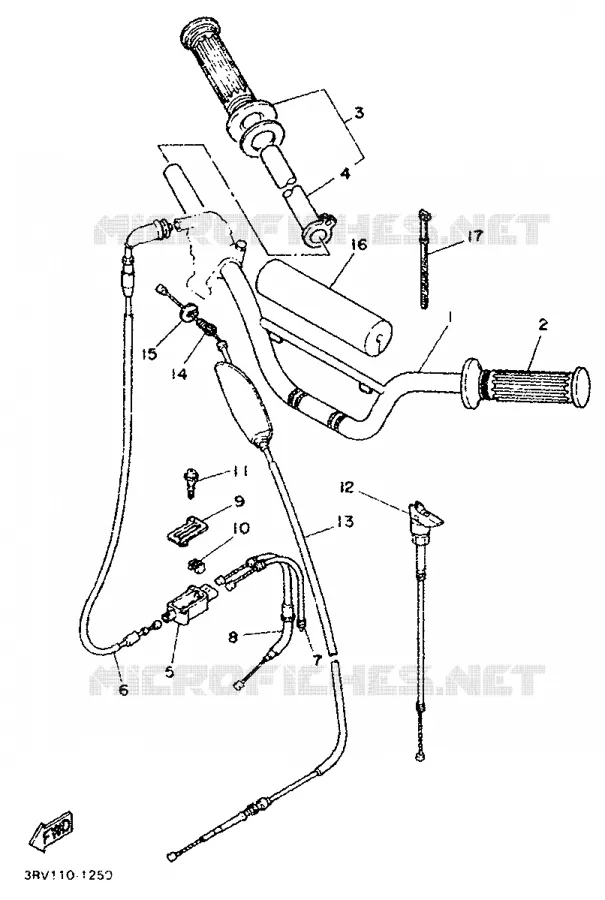 GUIDON ET CABLES Yamaha MOTO 80 1995 PW  PW80