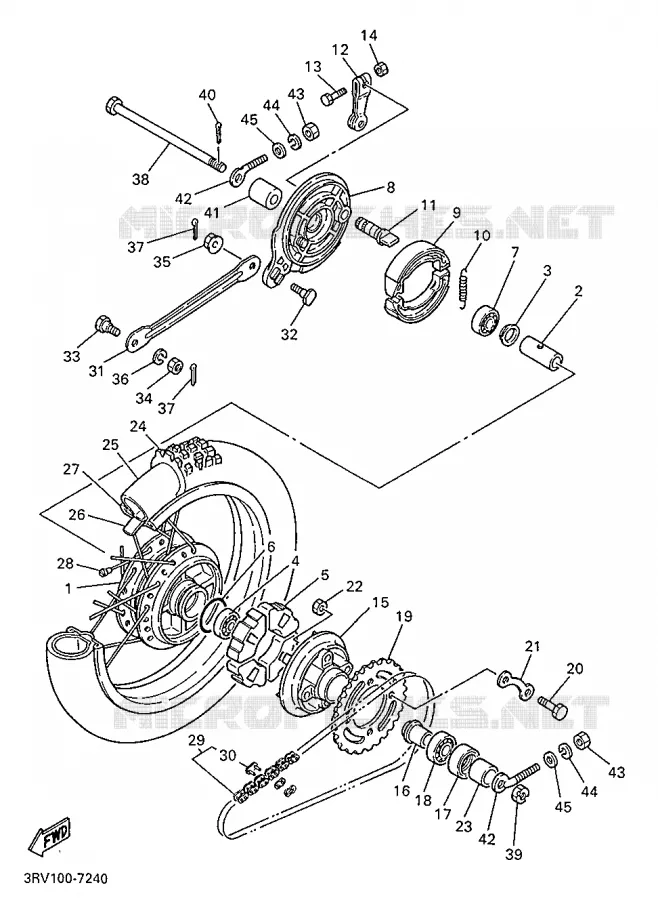 ROUE ARRIERE Yamaha MOTO 80 1997 PW  PW80